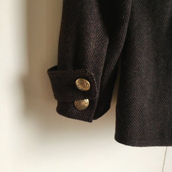 Vintage Designer Wool High-Low Victorian Crest Blazer Coat - Picture 9 of 11